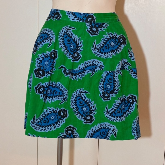 Yoana Baraschi Green Blue Tisza Paisley Print Skirt SIZE Medium - Picture 2 of 5
